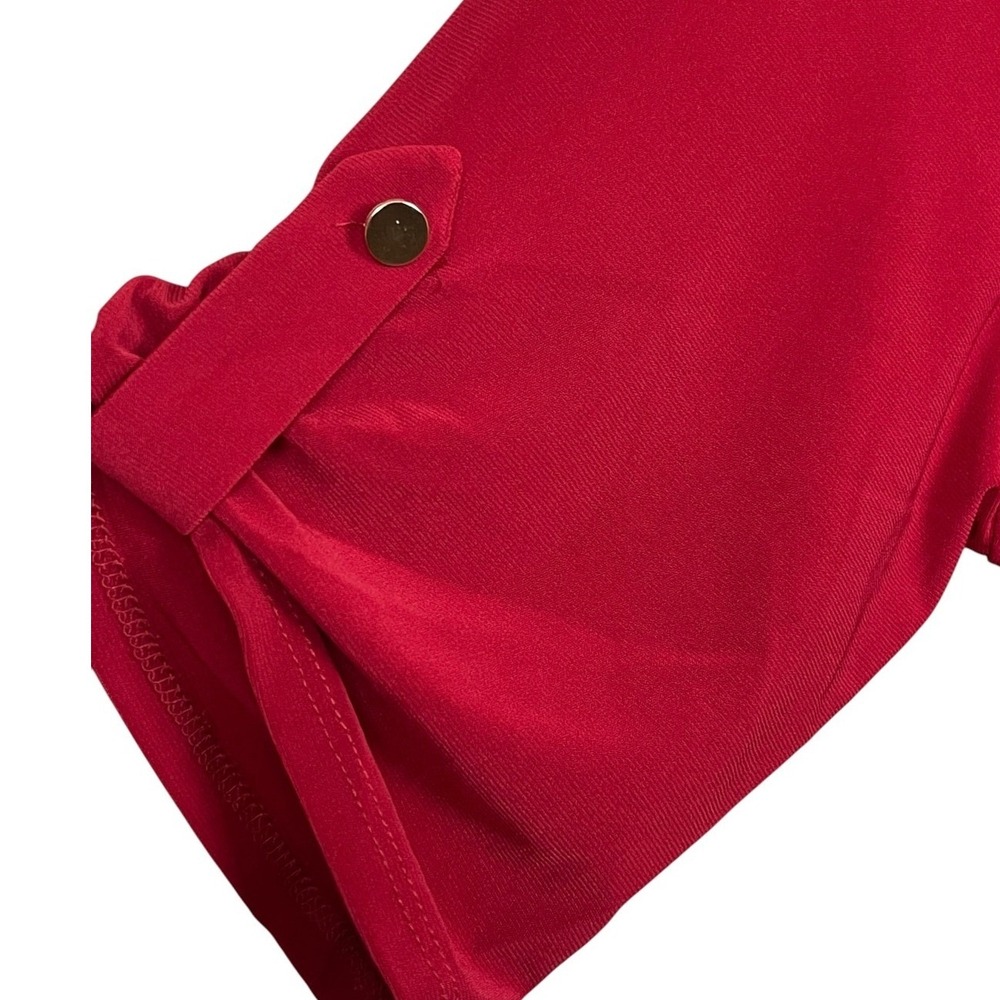 Joie de Vivre Women Red Button Front Roll Tab Sleeve Zipper Blouse XL 7134M03AV - Picture 6 of 12